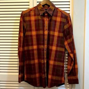 Dress shirt - unique chech color pattern - autumn colors